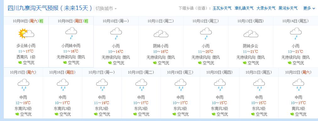 九寨沟黄龙机场天气预报-九寨沟黄龙机场天气预报15天